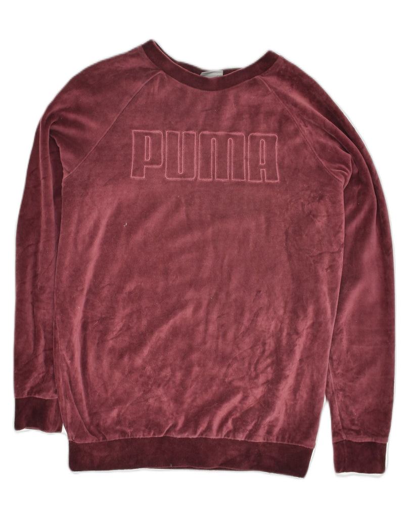 PUMA Womens Oversized Graphic Sweatshirt Jumper UK 8 Small Burgundy | Vintage Puma | Thrift | Second-Hand Puma | Used Clothing | Messina Hembry 