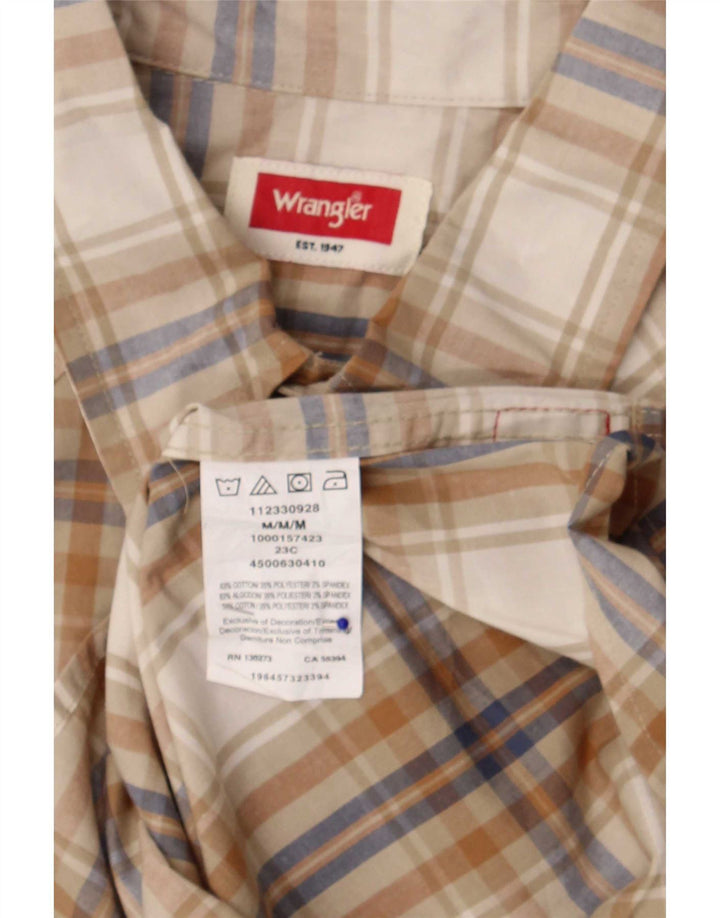 Wrangler Mens Shirt Medium Brown Check Cotton