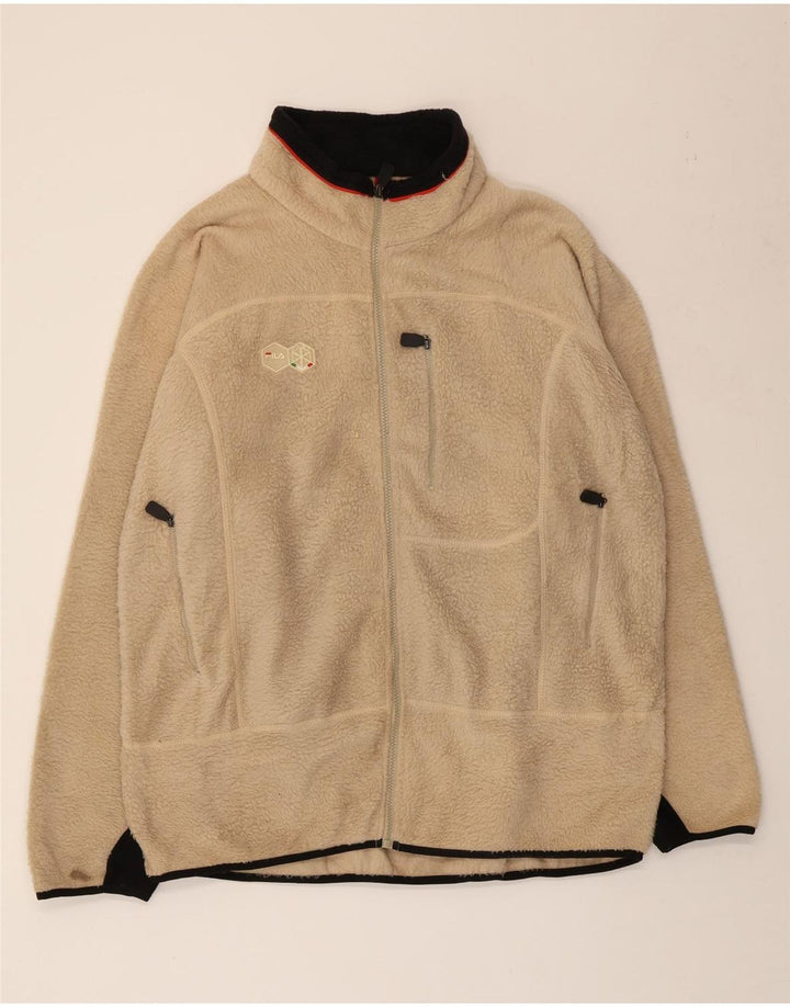 Fila Mens Fleece Jacket UK 40 Large Beige Polyester