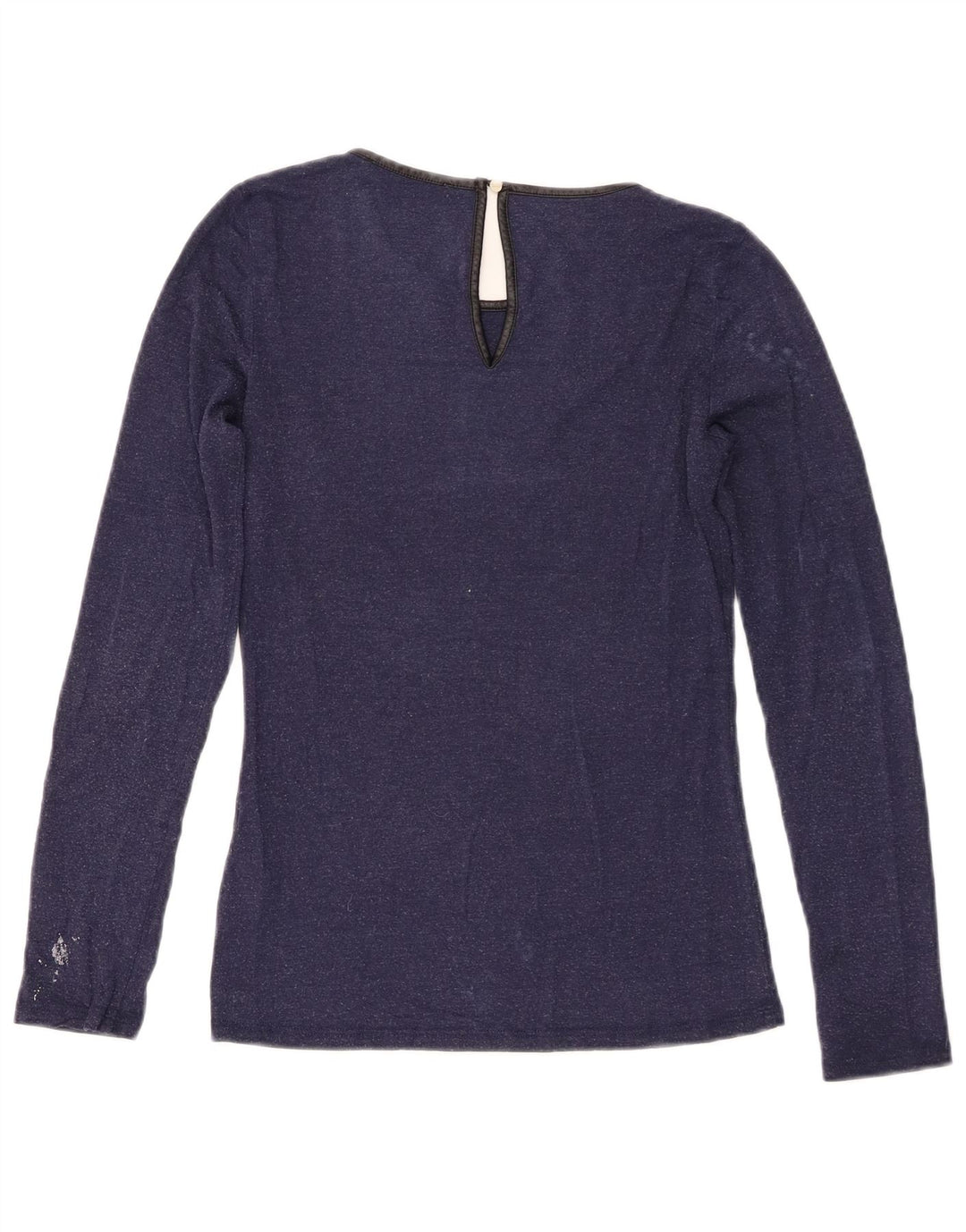 Oasis Womens Top Long Sleeve UK 6 XS Navy Blue Viscose