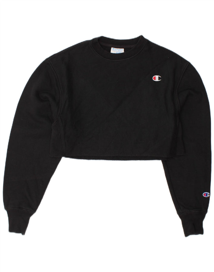 CHAMPION Womens Reverse Weave Oversized Sweatshirt Jumper UK 6 XS Black