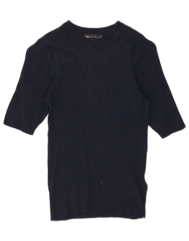 Marks & Spencer Womens Boat Neck Jumper Sweater UK 8 Small Navy Blue