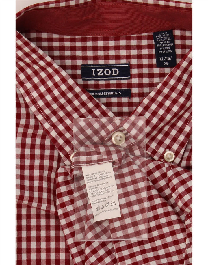 IZOD Mens Shirt XL Red Gingham Cotton Vintage Izod and Second-Hand Izod from Messina Hembry 