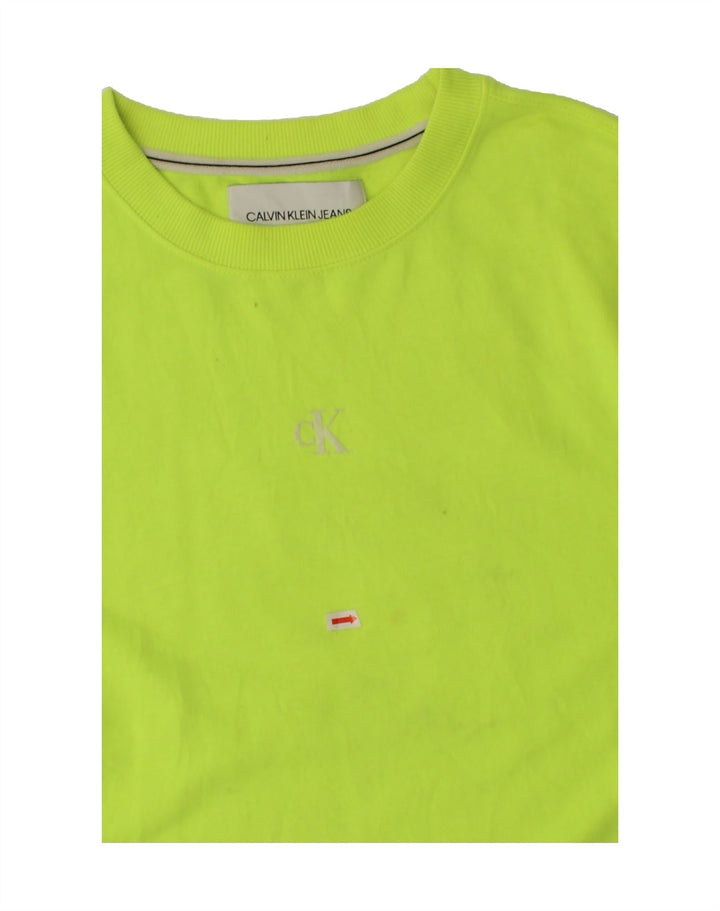 CALVIN KLEIN JEANS Mens Graphic Sweatshirt Jumper Large Green Polyester Vintage Calvin Klein Jeans and Second-Hand Calvin Klein Jeans from Messina Hembry 