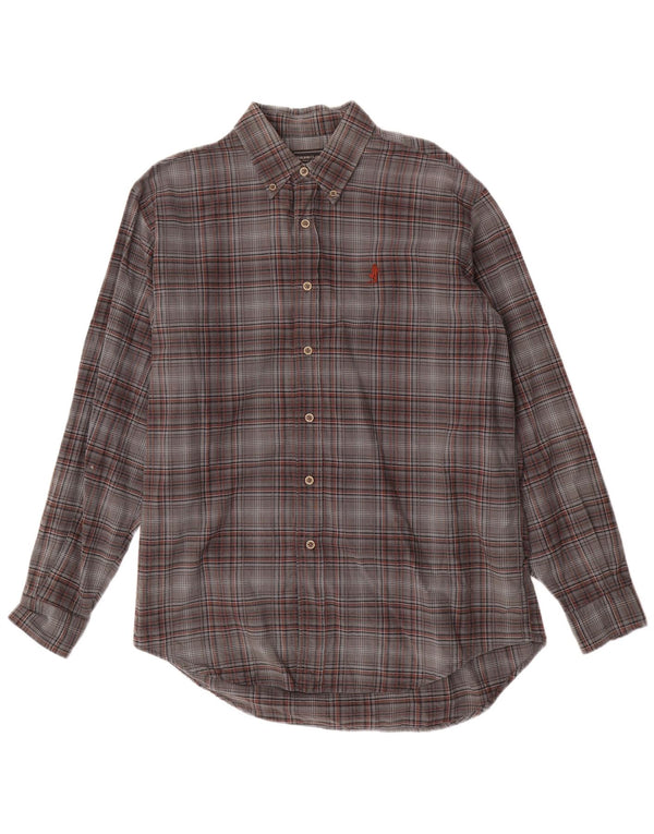 MARLBORO CLASSICS Mens Flannel Shirt Large Grey Check Cotton