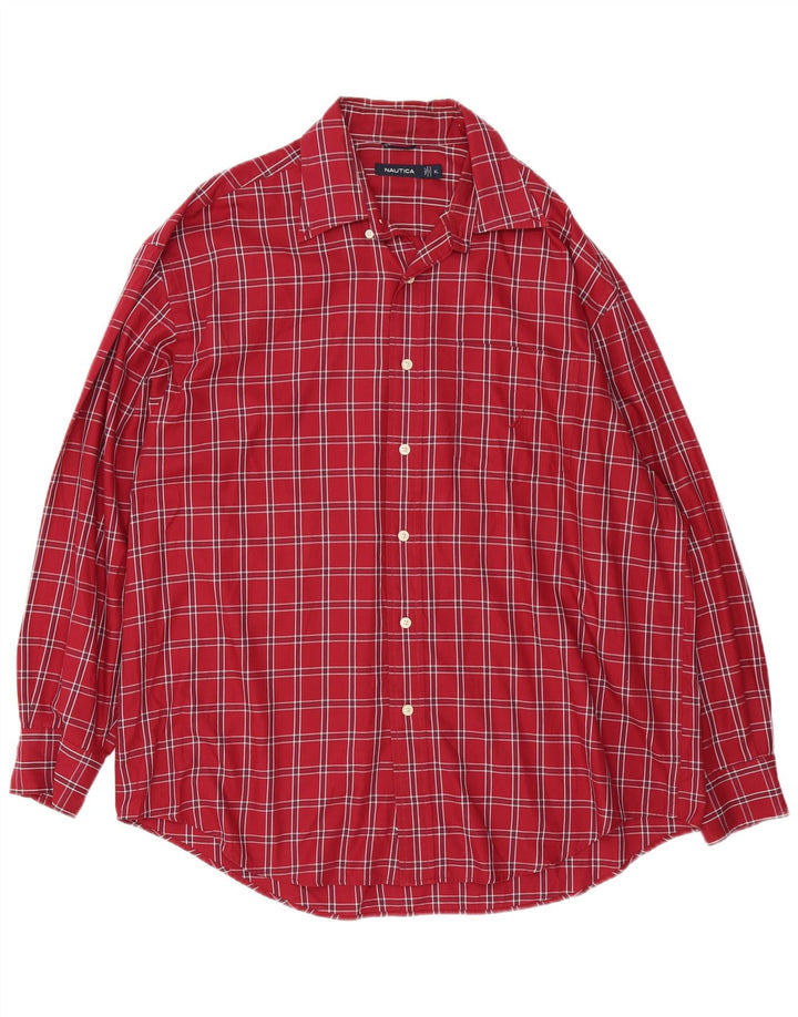 Nautica Mens Shirt XL Red Check Cotton