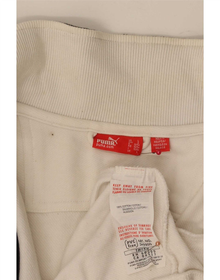 Puma Mens Tracksuit Top Jacket Large White Colourblock Cotton