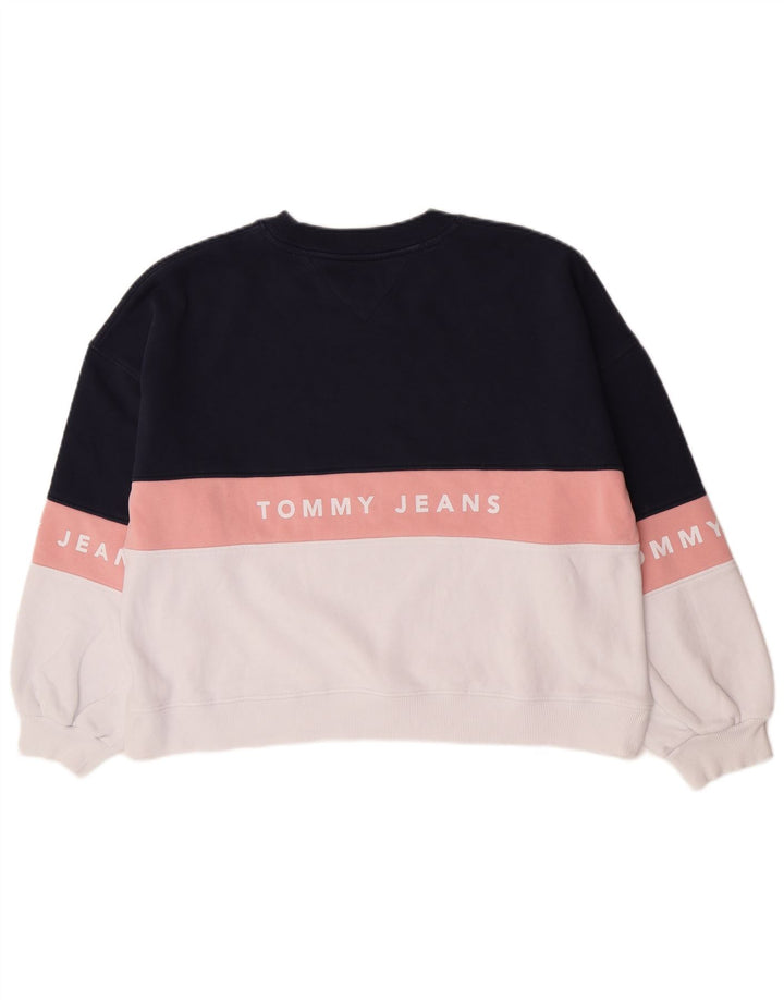 Tommy Hilfiger Womens Graphic Sweatshirt Jumper UK 14 Medium Navy Blue