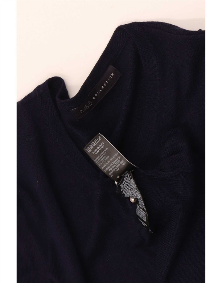 Marks & Spencer Womens Cardigan Sweater UK 14 Large Navy Blue Viscose