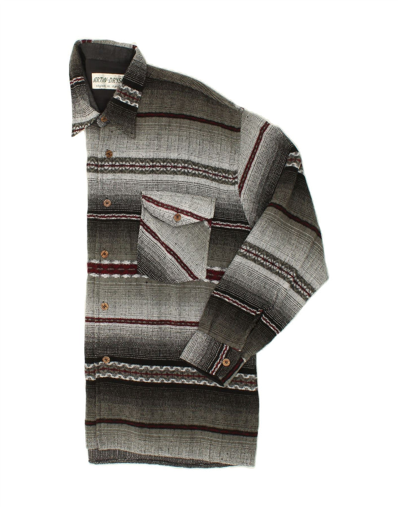 VINTAGE Mens Flannel Shirt 2XL Grey Striped Cotton Vintage Vintage and Second-Hand Vintage from Messina Hembry 