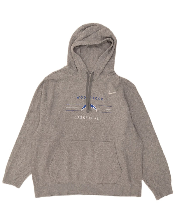 Nike Mens Woodstock Graphic Hoodie Jumper XL Grey Flecked Cotton