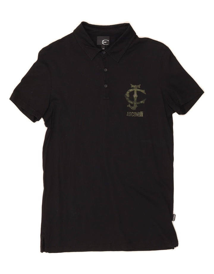 JUST CAVALLI Womens Polo Shirt IT 48 XL Black Cotton Vintage Just Cavalli and Second-Hand Just Cavalli from Messina Hembry 