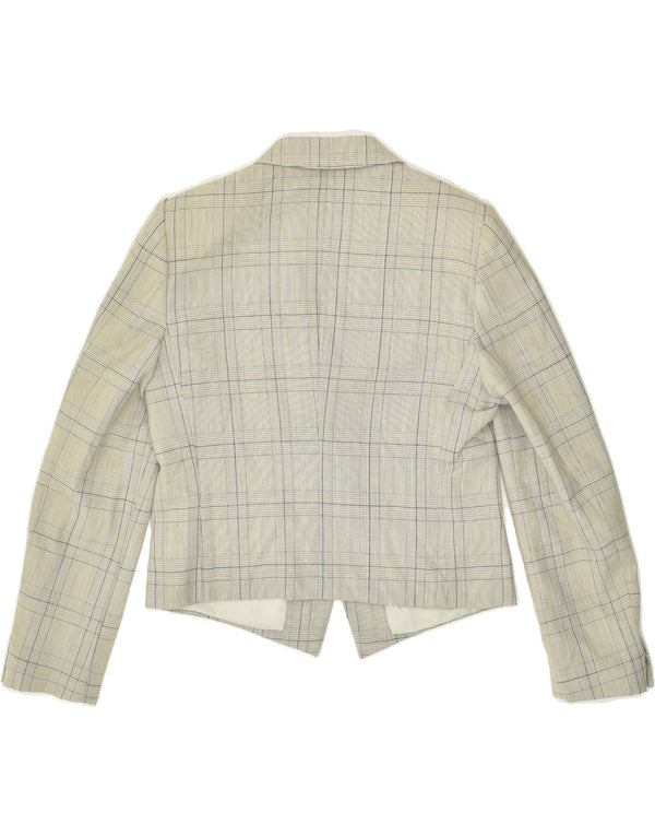 VINTAGE Womens 1 Button Blazer Jacket UK 12 Medium  Grey Check New Wool
