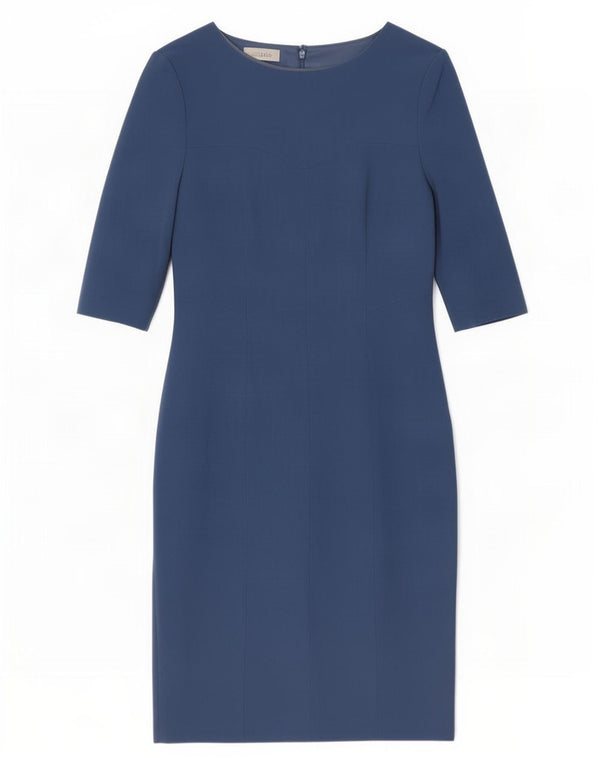 Hobbs Womens 3/4 Sleeve Sheath Dress UK 10 Small Blue Viscose