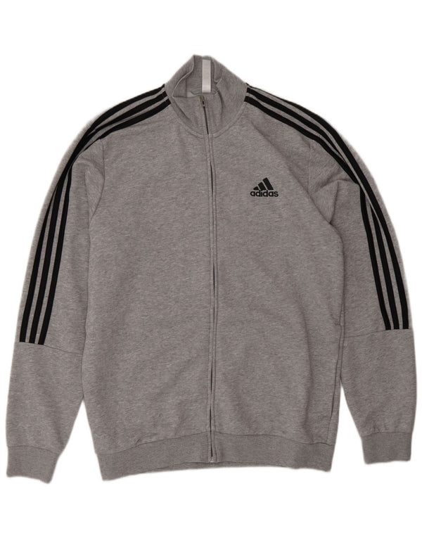 Adidas Mens Tracksuit Top Jacket UK 42/44 Large Grey Flecked Cotton
