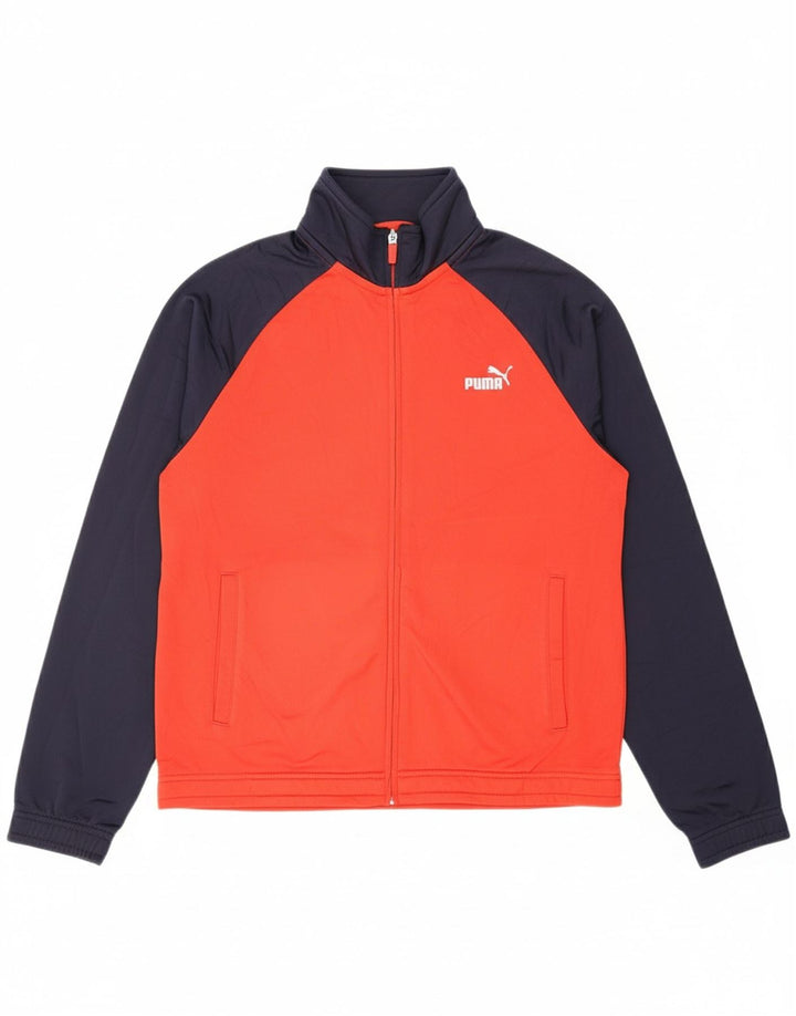 PUMA Mens Tracksuit Top Jacket Medium Orange Colourblock