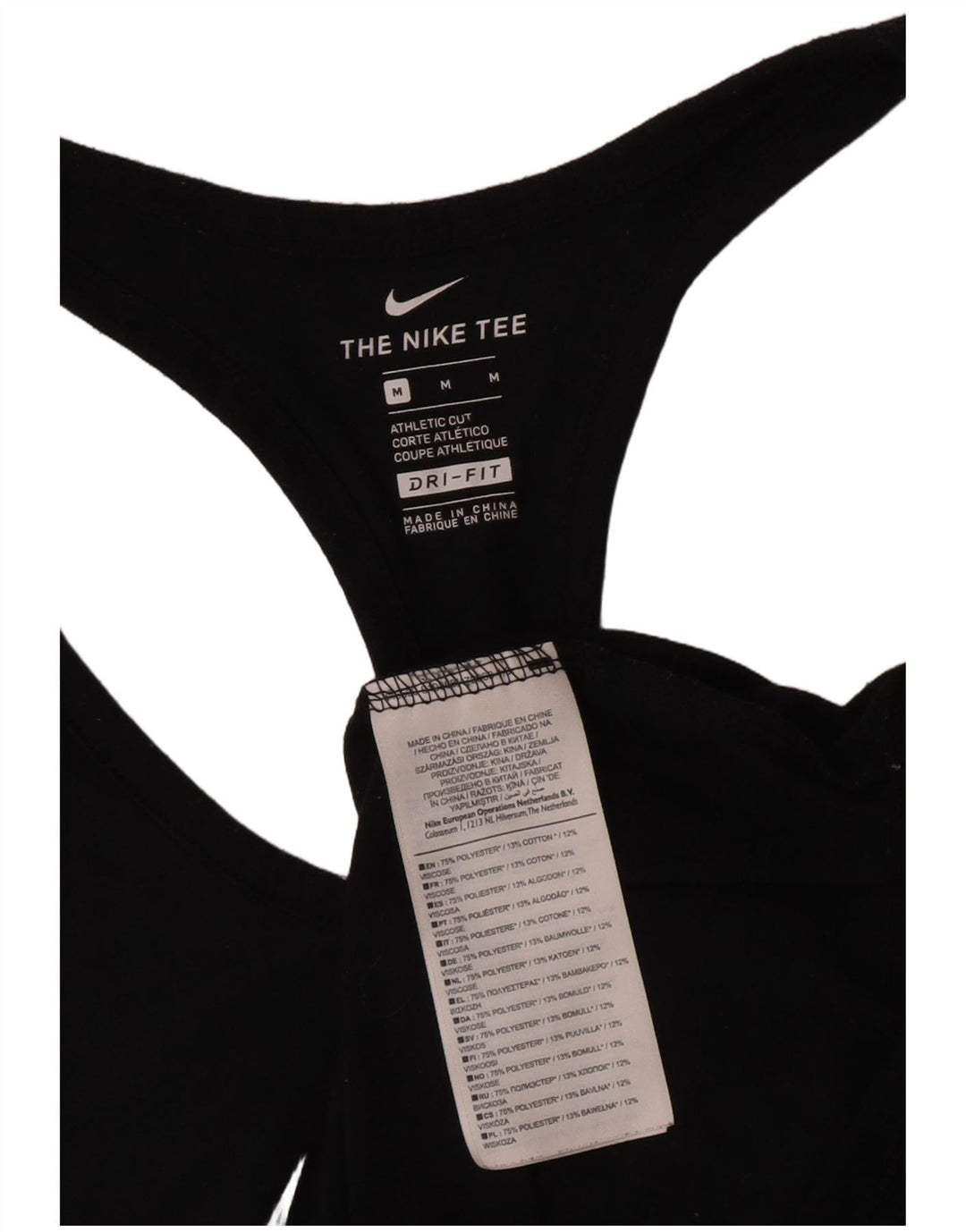 Nike Womens Athletic Cut Graphic Vest Top UK 12 Medium Black Polyester