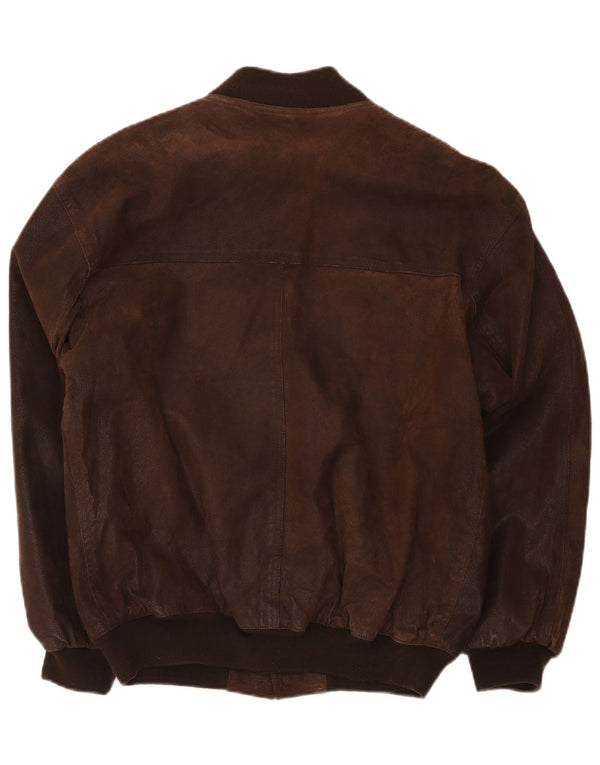 Vintage Mens Bomber Leather Jacket IT 48 Medium Brown