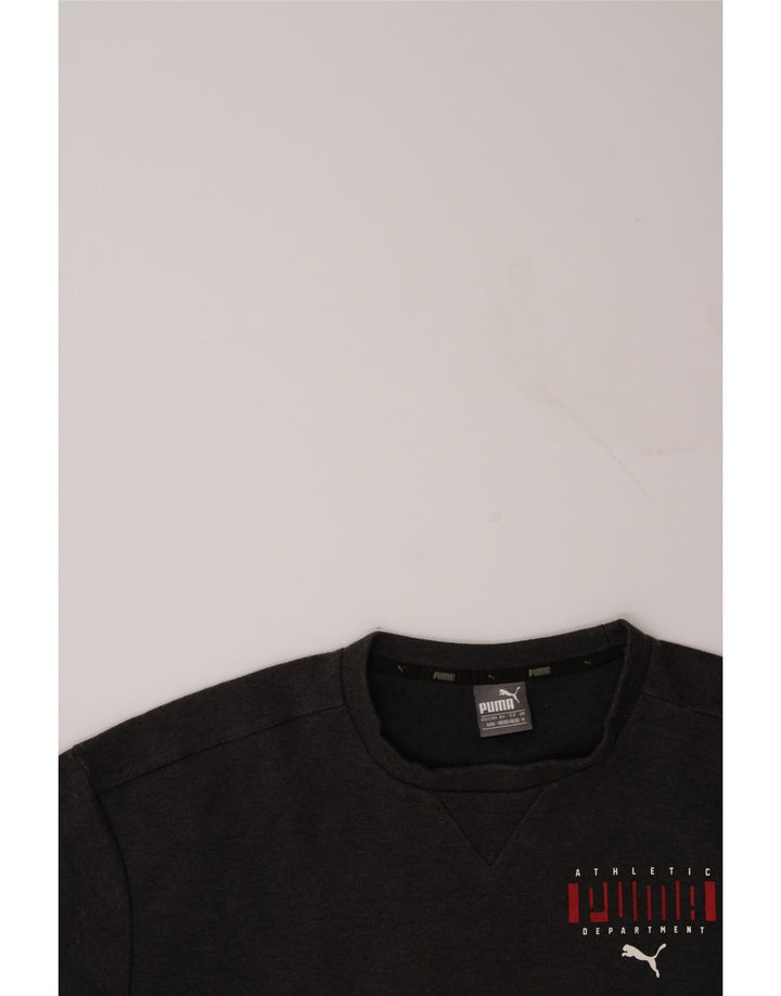 PUMA Mens Graphic Sweatshirt Jumper Medium Grey Colourblock Vintage Puma and Second-Hand Puma from Messina Hembry 