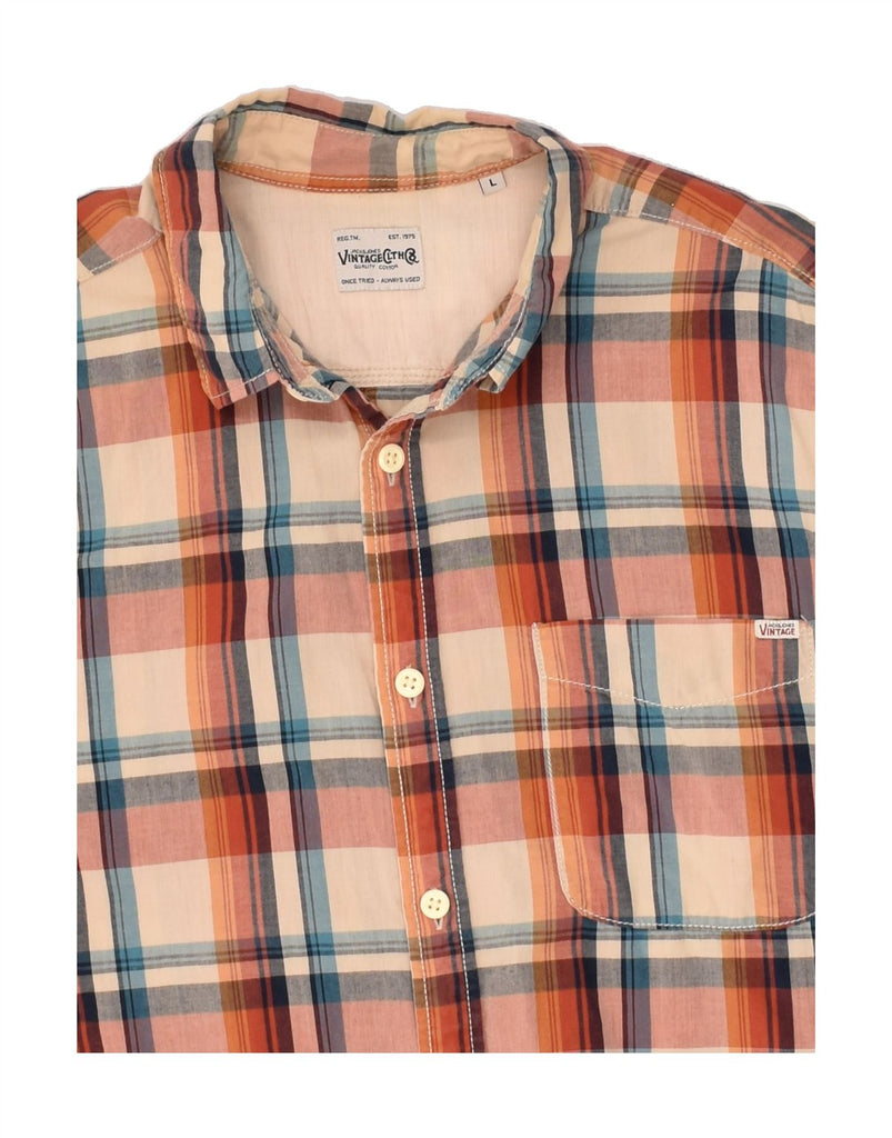 JACK & JONES Mens Shirt Large Orange Check Cotton | Vintage Jack & Jones | Thrift | Second-Hand Jack & Jones | Used Clothing | Messina Hembry 