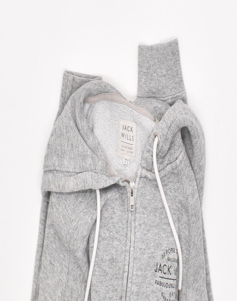 JACK WILLS Womens Zip Hoodie Sweater UK 12 Medium Grey | Vintage | Thrift | Second-Hand | Used Clothing | Messina Hembry 