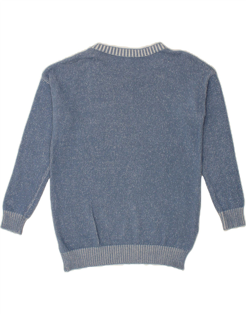 BENETTON Womens Boat Neck Jumper Sweater UK 14 Large Blue Cotton Vintage Benetton and Second-Hand Benetton from Messina Hembry 