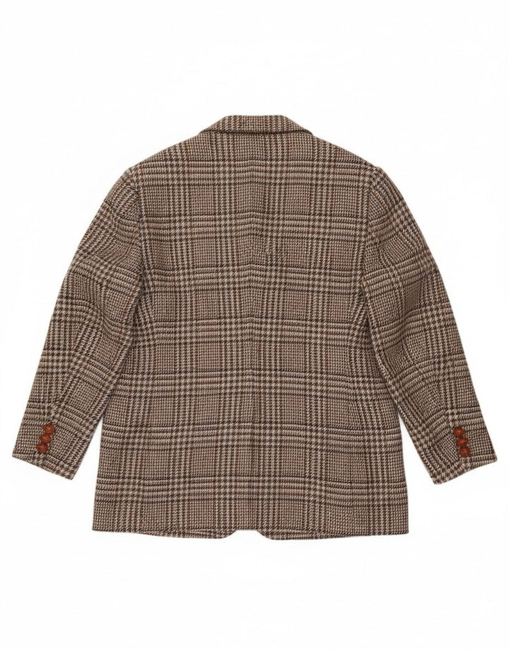 Vintage Womens 1 Button Blazer Jacket UK 20 2XL Brown Check Wool