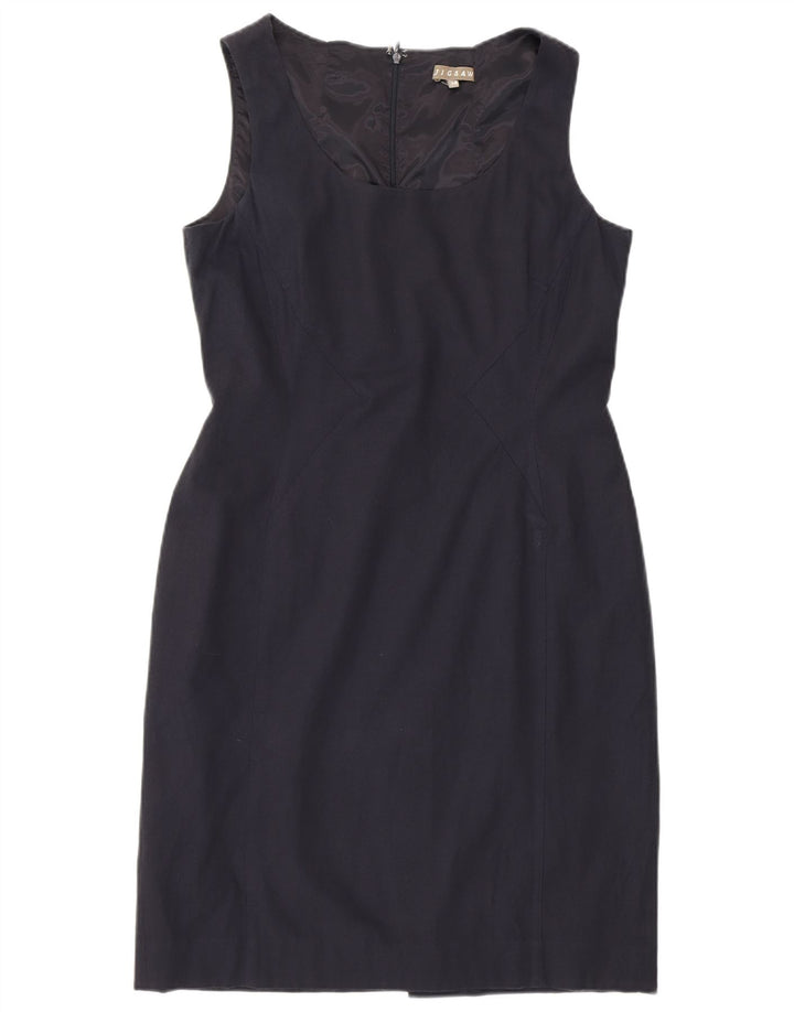 Jigsaw Womens Sleeveless Sheath Dress UK 14 Medium Navy Blue Viscose