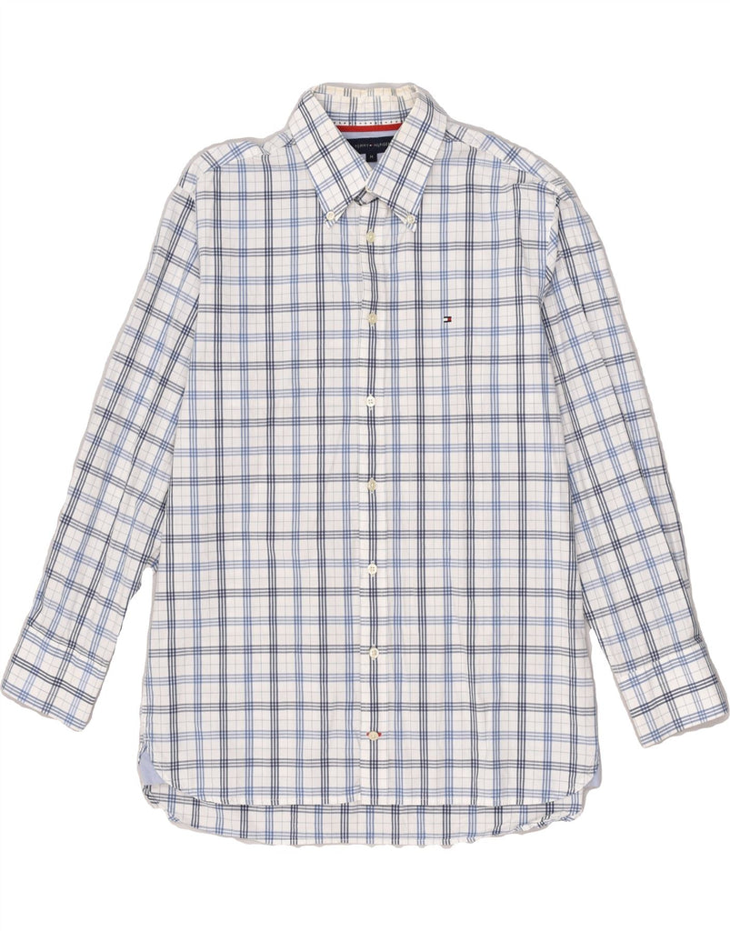 TOMMY HILFIGER Mens Shirt Medium White Check Cotton | Vintage Tommy Hilfiger | Thrift | Second-Hand Tommy Hilfiger | Used Clothing | Messina Hembry 