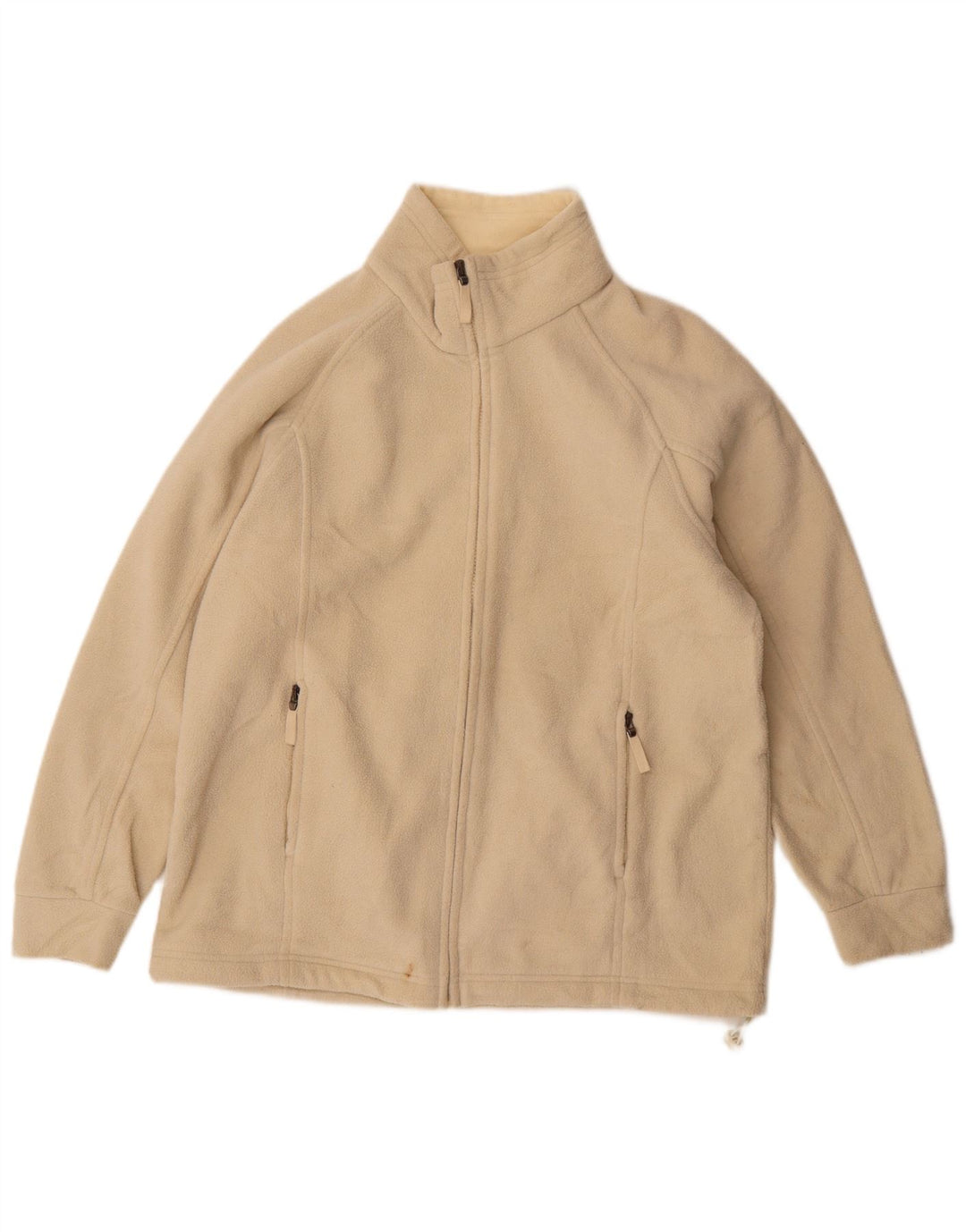 Marks & Spencer Womens Fleece Jacket UK 14 Large Beige Polyester