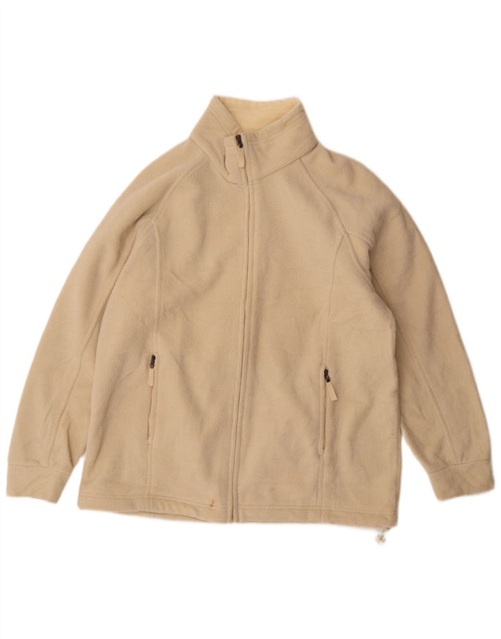 Marks & Spencer Womens Fleece Jacket UK 14 Large Beige Polyester