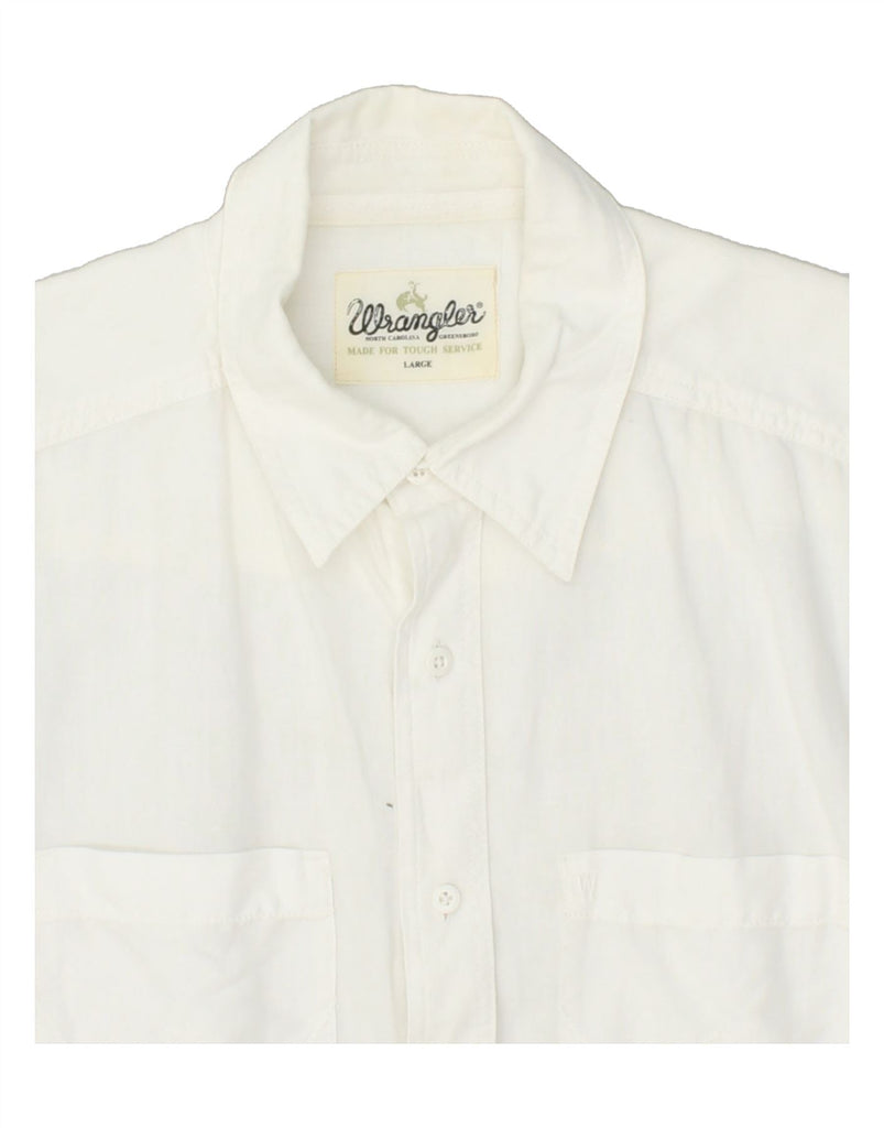 WRANGLER Mens Short Sleeve Shirt Large White Linen Vintage Wrangler and Second-Hand Wrangler from Messina Hembry 