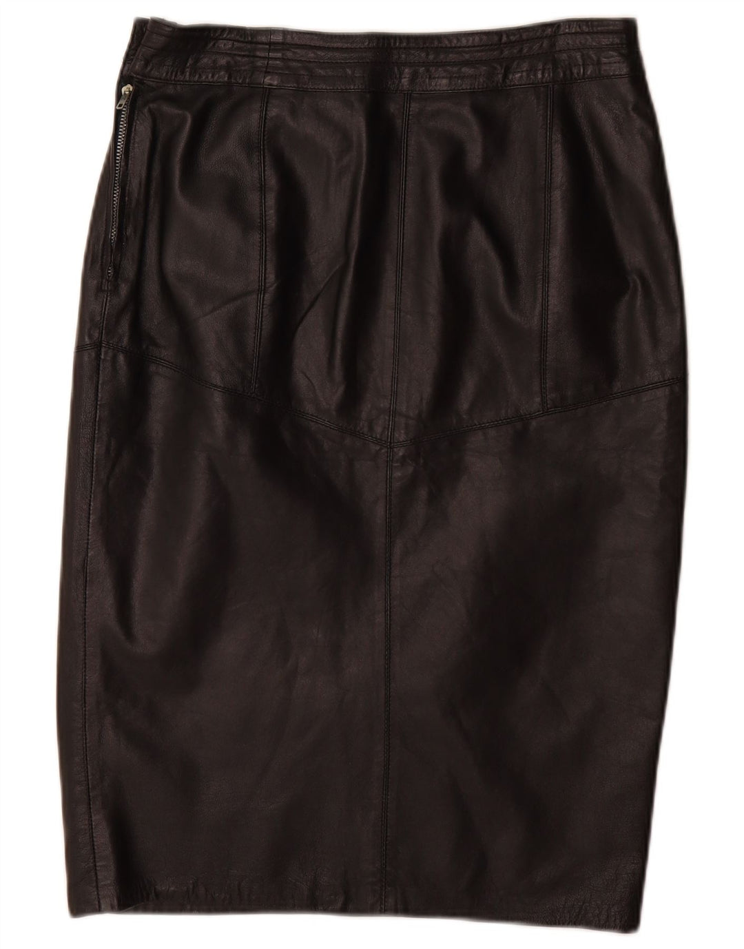 Vintage Womens Leather Pencil Skirt W32 Large Black