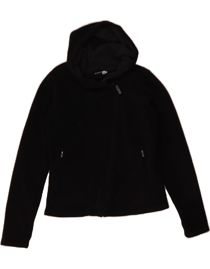 BENCH Womens Hooded Fleece Jacket UK 14 Large Black Polyester Vintage Bench and Second-Hand Bench from Messina Hembry 