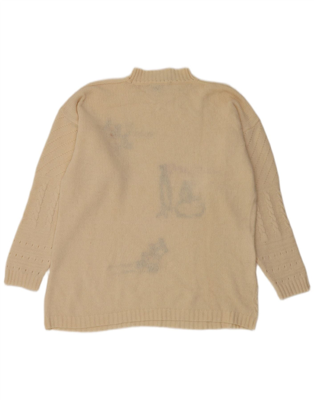 Vintage Womens Graphic Turtle Neck Jumper Sweater UK 14 Medium Off White