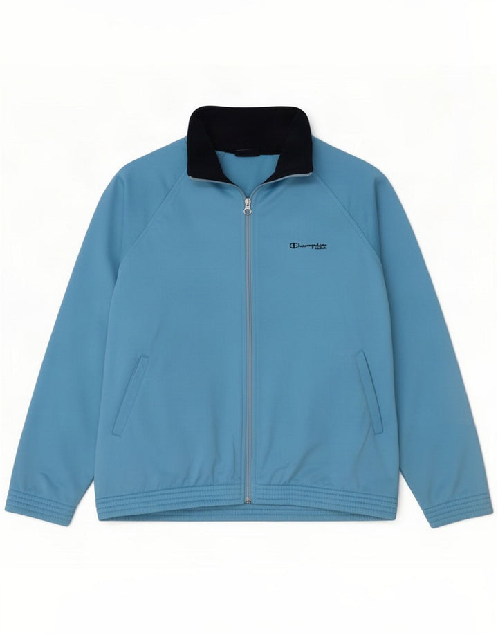 Champion Mens Graphic Tracksuit Top Jacket Large Blue Colourblock Polyester