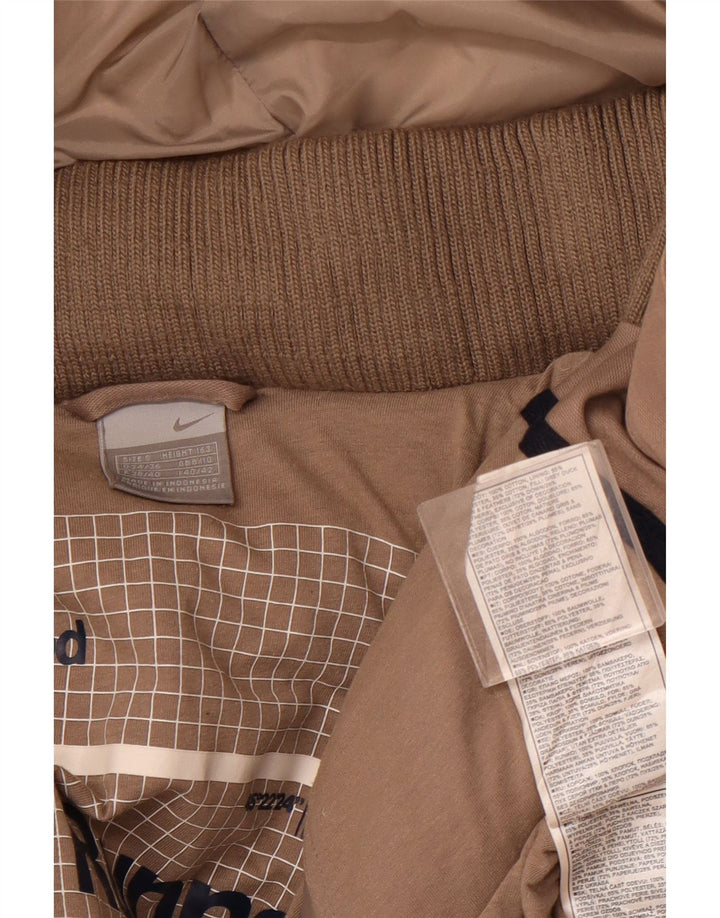 NIKE Womens Crop Hooded Padded Jacket UK 8/10 Small Brown Polyester