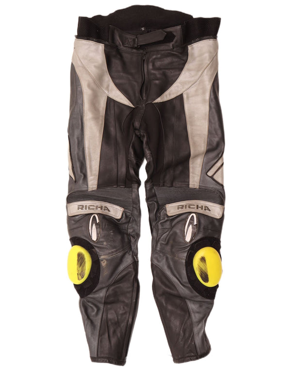 Richa Mens Leather Trousers EU 52 Large W34 L29 Black Colourblock