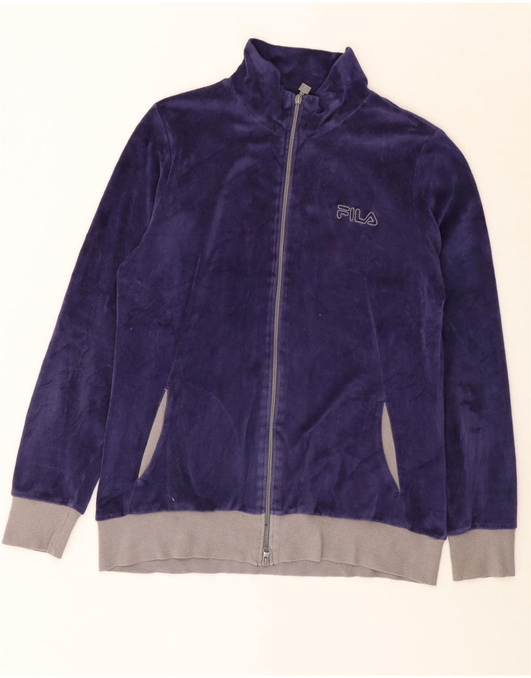 FILA Womens Velvet Tracksuit Top Jacket UK 16 Large Purple