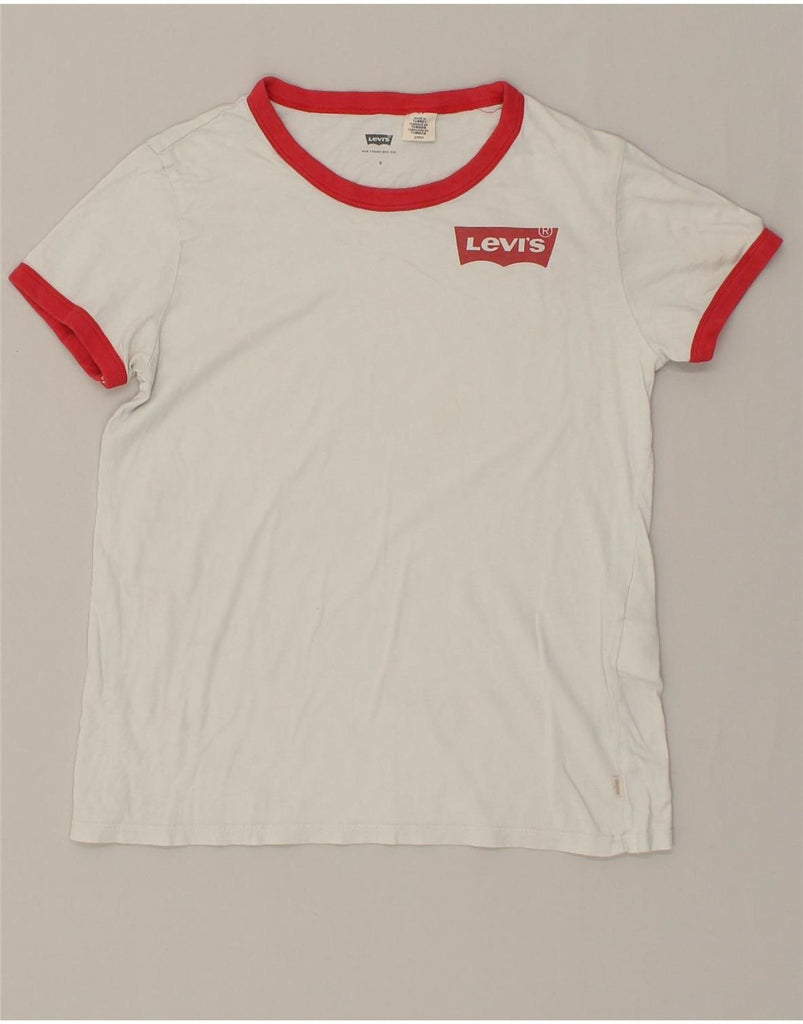 LEVI'S Womens Graphic T-Shirt Top UK 10 Small White Cotton Vintage Levi's and Second-Hand Levi's from Messina Hembry 