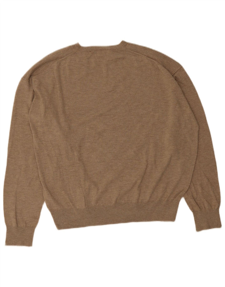 Zara Womens Crew Neck Jumper Sweater UK 14 Medium Beige Polyester