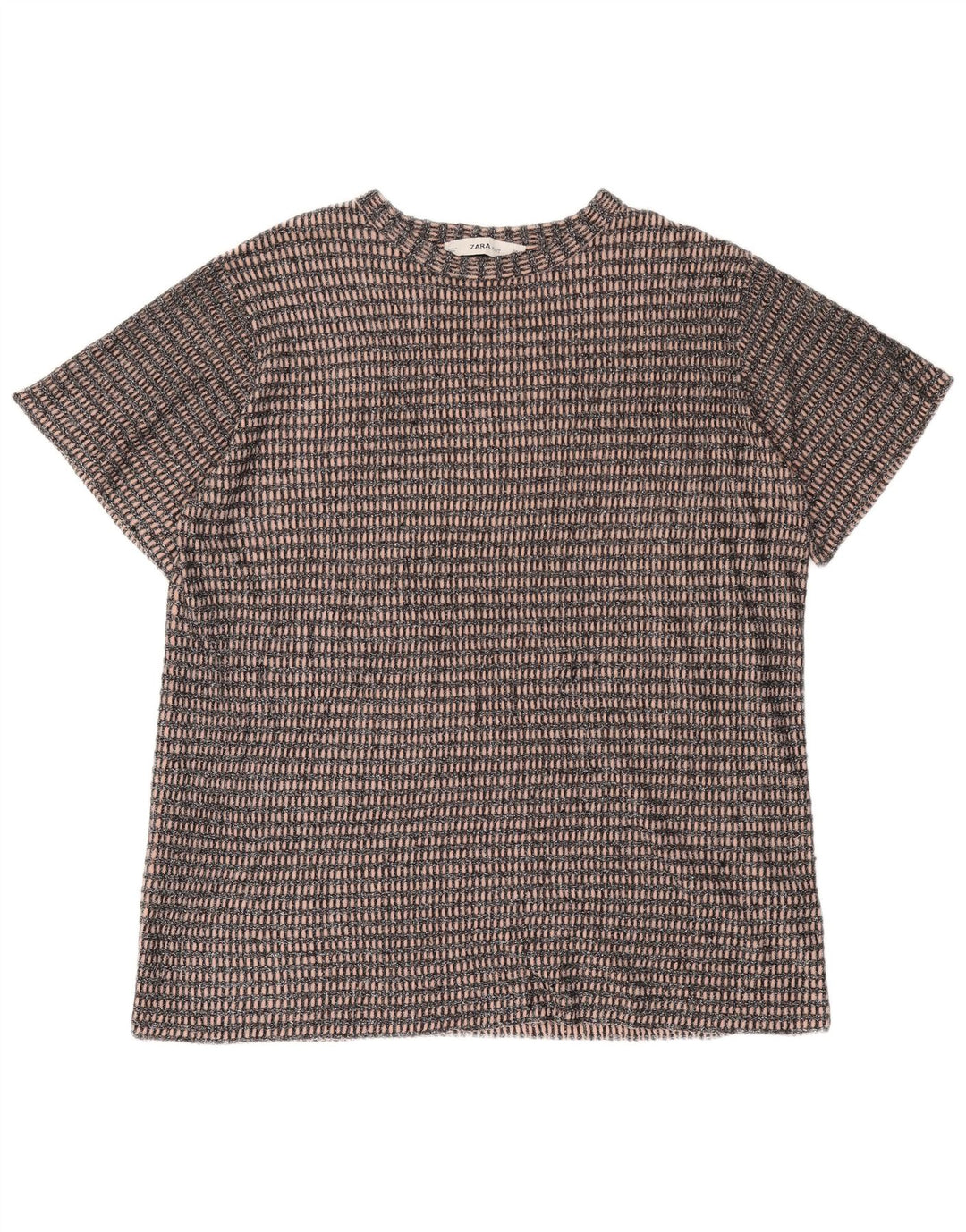Zara Womens Oversized T-Shirt Top UK 14 Medium Black Striped Polyester