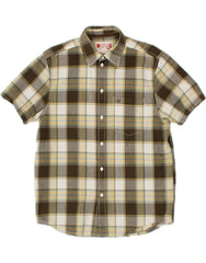 MUSTANG Mens Short Sleeve Shirt Medium Green Check Cotton