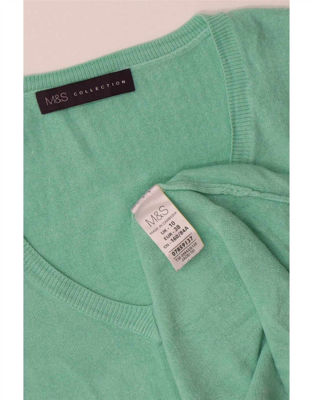 Marks & Spencer Womens Oversized V-Neck Jumper Sweater UK 10 Small Green