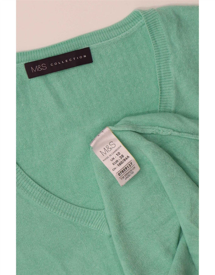 Marks & Spencer Womens Oversized V-Neck Jumper Sweater UK 10 Small Green