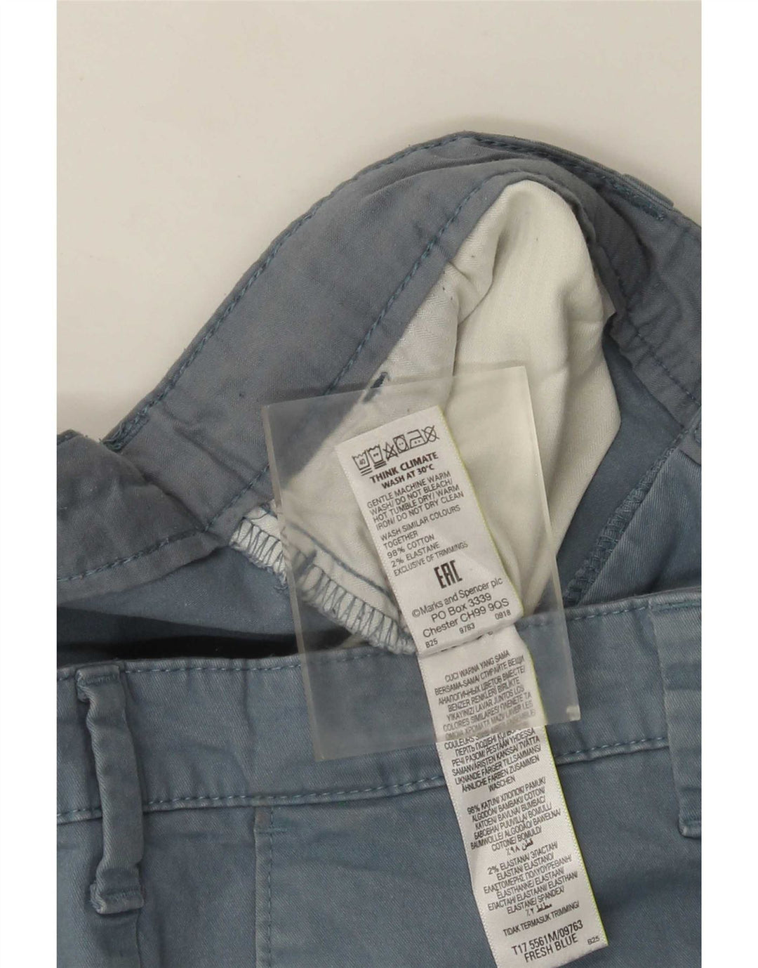 Marks & Spencer Mens Chino Shorts W36 Large Blue Cotton