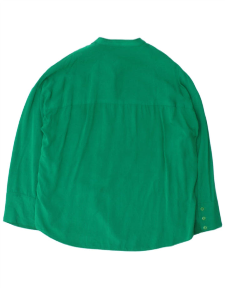 Zara Womens Oversized Shirt Blouse UK 10 Small Green Viscose