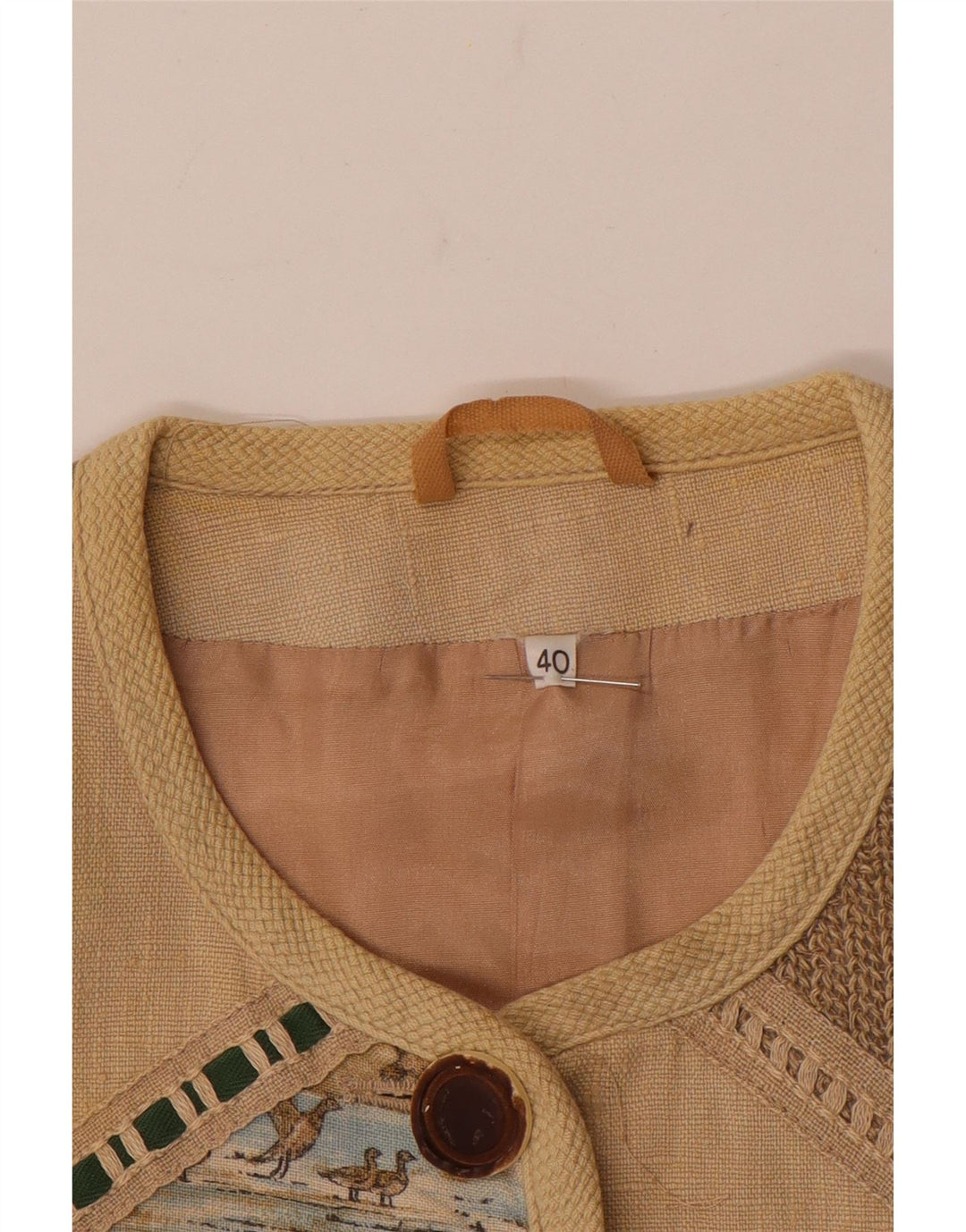 Vintage Womens Oversized 5 Button Blazer Jacket EU 40 Medium Beige