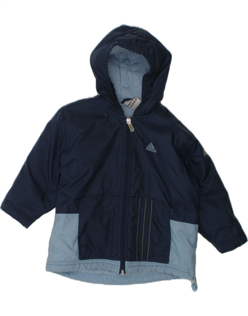 ADIDAS Baby Girls Hooded Windbreaker Jacket 18-24 Months Navy Blue | Vintage Adidas | Thrift | Second-Hand Adidas | Used Clothing | Messina Hembry 