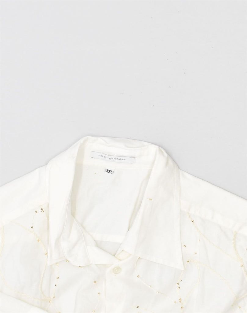 DANIELE ALESSANDRINI Mens Slim Fit Shirt 2XL White Cotton | Vintage Daniele Alessandrini | Thrift | Second-Hand Daniele Alessandrini | Used Clothing | Messina Hembry 